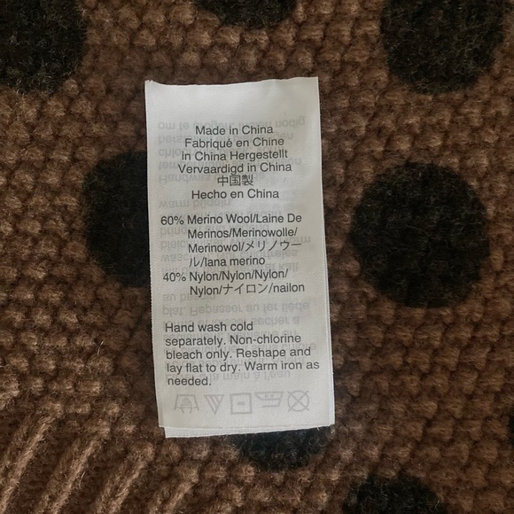 joodito merino wool sweater wrap scarf long muffler polkadot spotted brown black - Picture 12 of 12